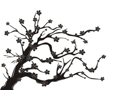 cerise silhouette d'arbre de fleurs