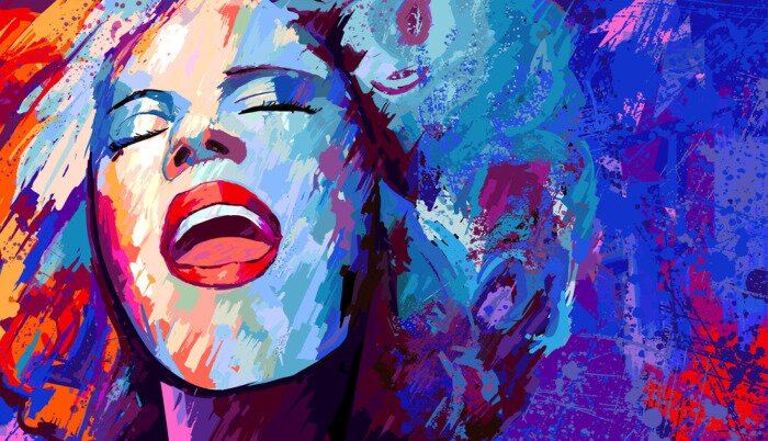 Poster  chanteuse de jazz sur le fond grunge