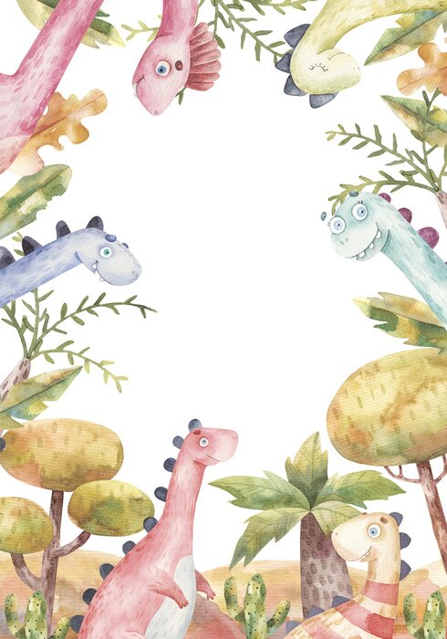Poster  Charmants animaux dans une jungle aquarellée
