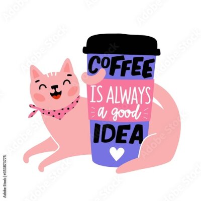 Chat avec une tasse de caf?