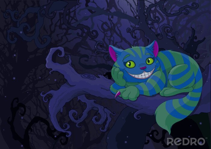 Poster  Chat coloré sur une branche