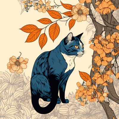 Poster  Chat dans le jardin d'automne