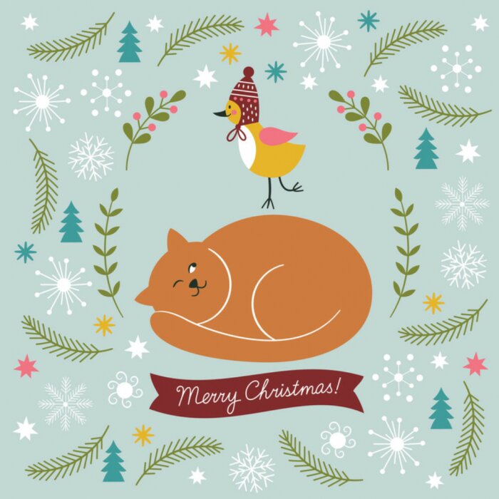 Poster  Chat endormi pour Noël