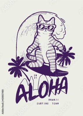 Poster  Chat sur la vague