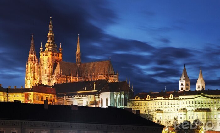 Poster  Château de Prague au crépuscule - République tchèque