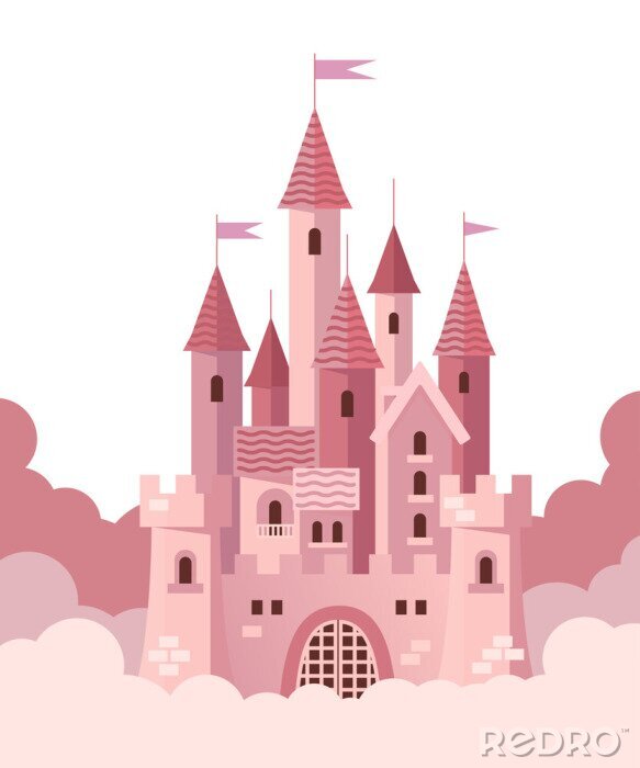 Poster  Château rose dans les graphiques de nuages