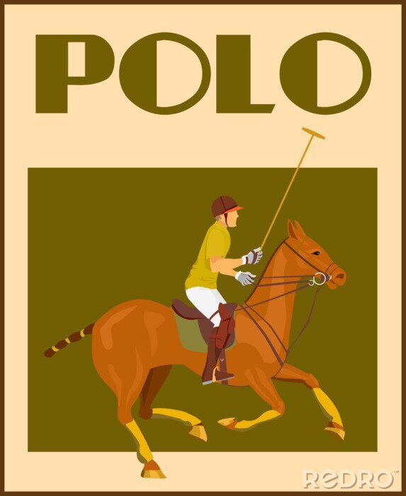 Poster  Cheval avec joueur de polo