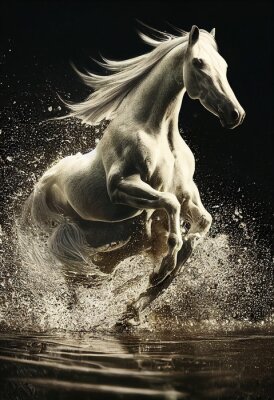 Poster  Cheval blanc majestueux