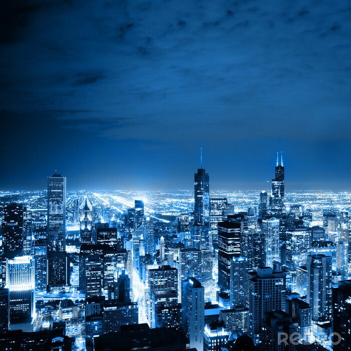 Poster  Chicago aux reflets bleus