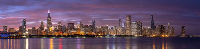 Poster  Chicago downtown buildings skyline panorama