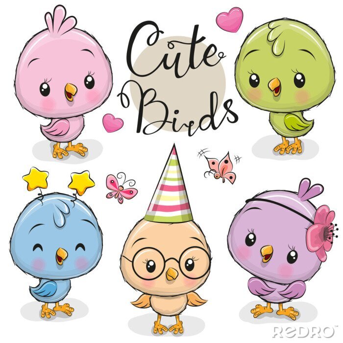 Poster  Chouette dessin animé mignon sur fond blanc