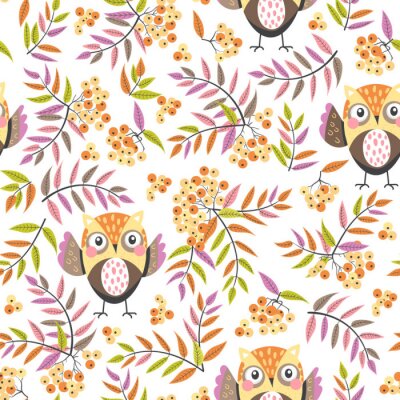 Chouettes et feuilles d'automne