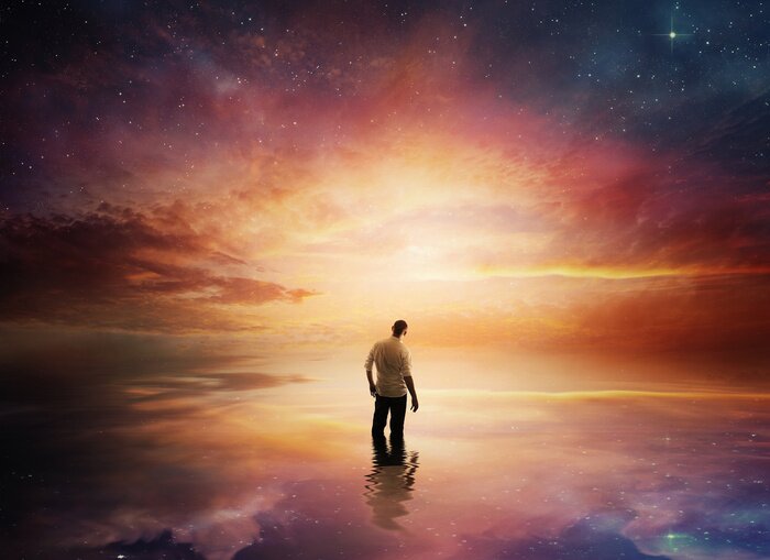 Poster  Ciel d'étoiles pendant le coucher du soleil