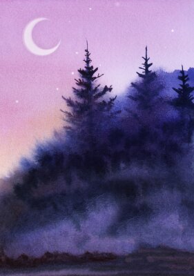 Poster  Ciel nocturne couleur lavande