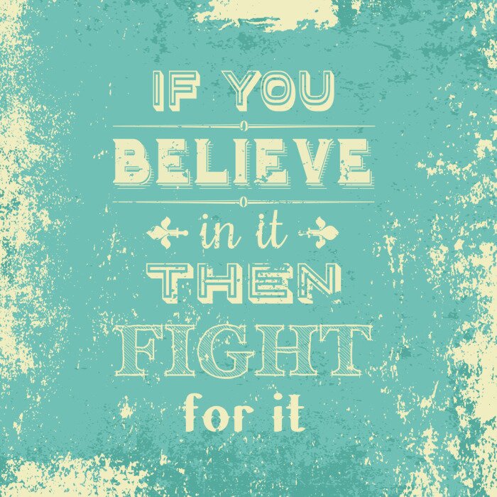 Poster  Citation inspirante sur fond turquoise rétro