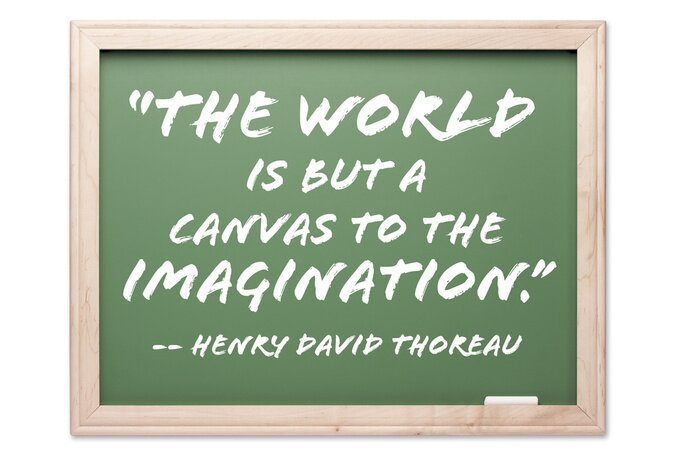 Poster  Citation sur tableau noir isolée sur un fond blanc. Contient chemin de détourage.