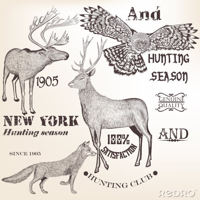 Poster  Club de chasse aux animaux