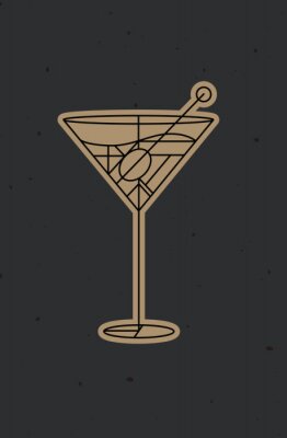 Poster  Cocktail martini version Art déco