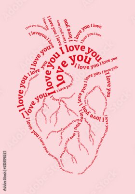 Poster  Coeur avec inscriptions