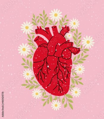 Poster  Coeur parmi les marguerites