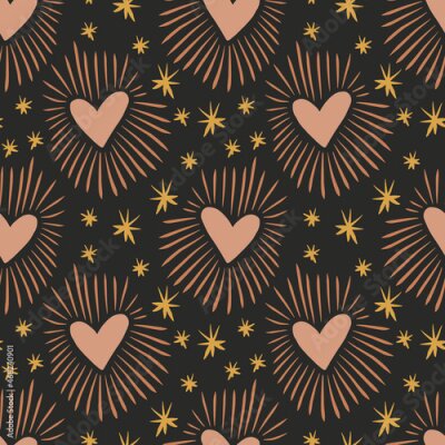 Papier peint à motif  Coeurs bohèmes