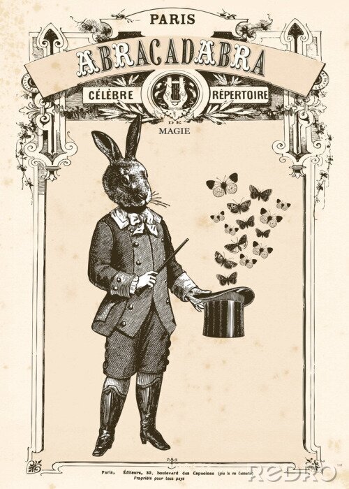 Poster  Collage avec un lapin dans un style vintage