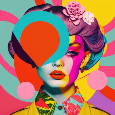 Poster  Collage coloré avec une femme