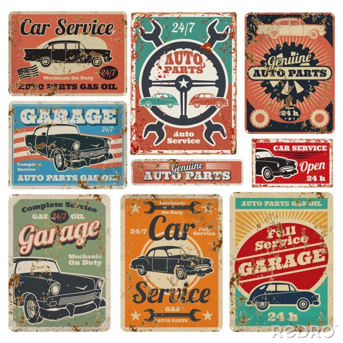 Poster  Collage de véhicules anciens