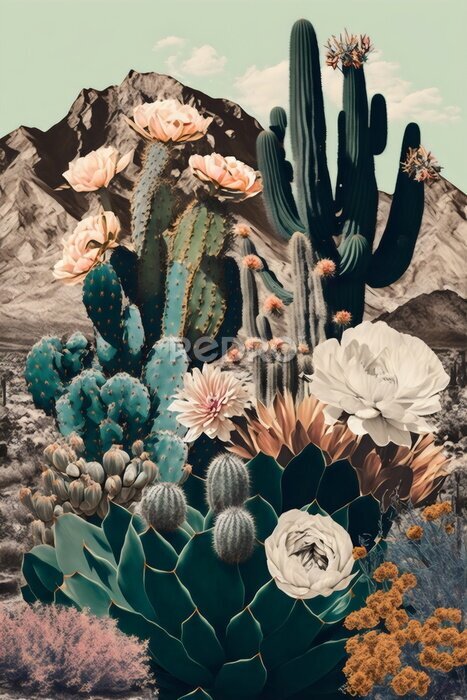 Poster  Collage du désert avec des cactus