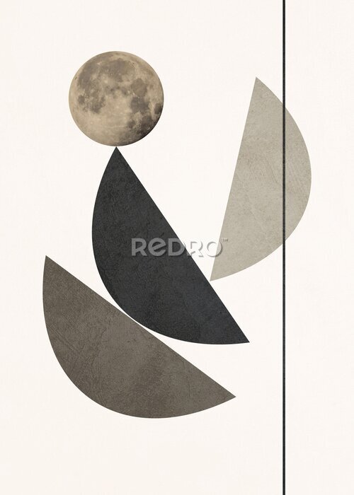 Poster  Collage moderne de demi-cercle et de lune