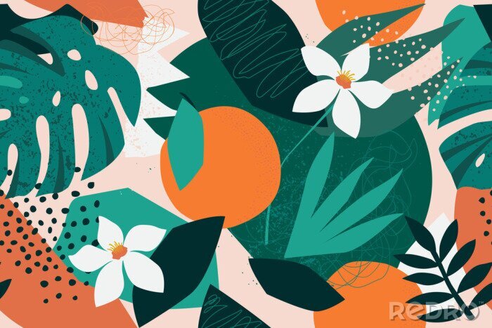 Poster  Collage moderne motif végétal