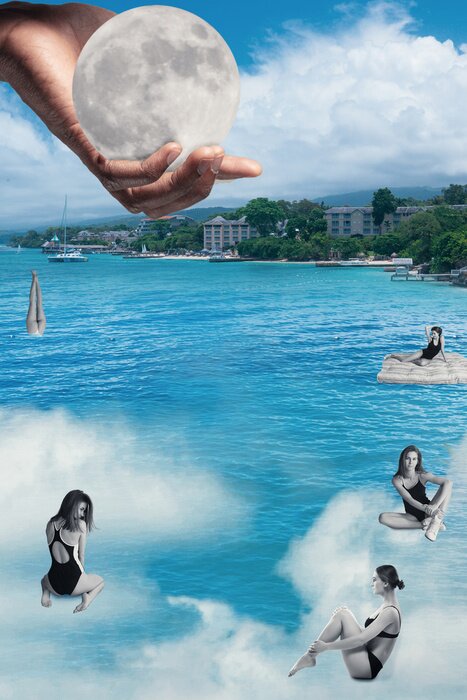 Poster  Collage pop art du jour lunaire