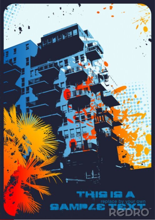 Poster  coloré flyer-modèle urbain
