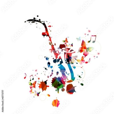 Poster  Colorful fond de musique avec le saxophone
