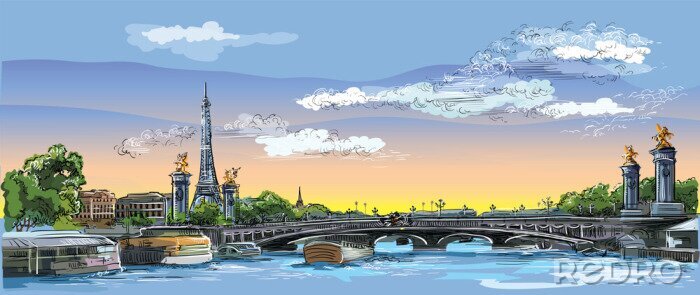 Poster  Colorful vector hand drawing Paris 4