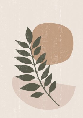 Poster  Composition abstraite avec une feuille