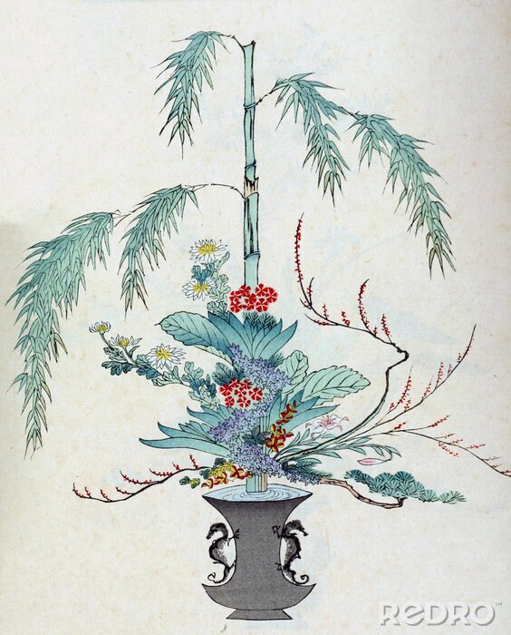 Poster  Composition de bambou et de plantes dans un vase