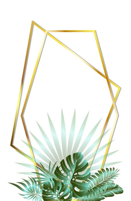 Poster  Composition de feuilles tropicales dans un cadre doré