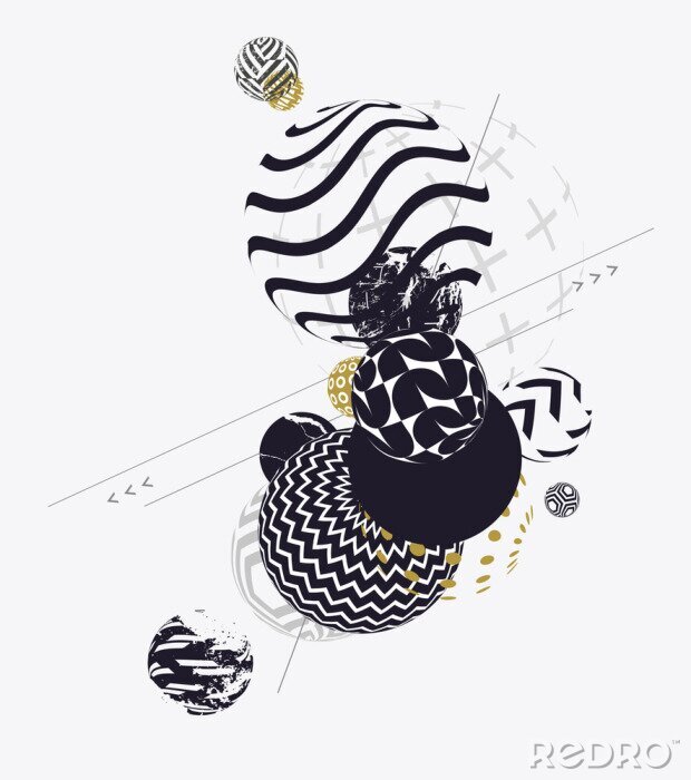 Poster  Composition des boules décoratives. Illustration vectorielle abstraite.