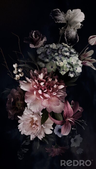 Poster  Composition florale avec des pivoines