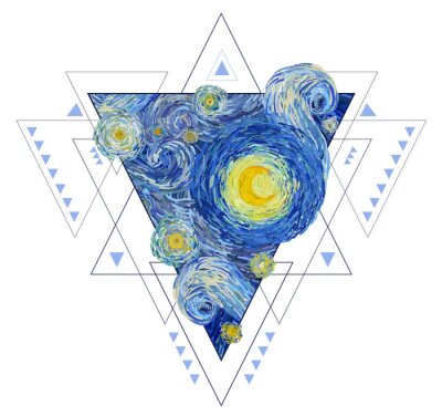 Poster  Composition géométrique avec ciel dans le style de van Gogh