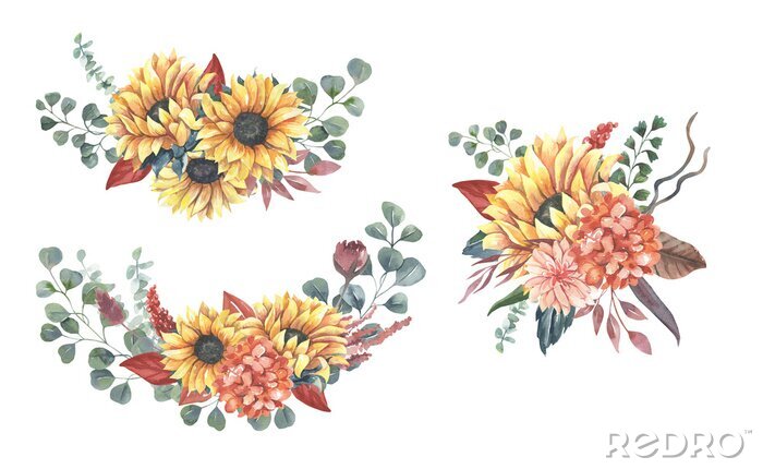 Poster  Compositions florales avec des tournesols