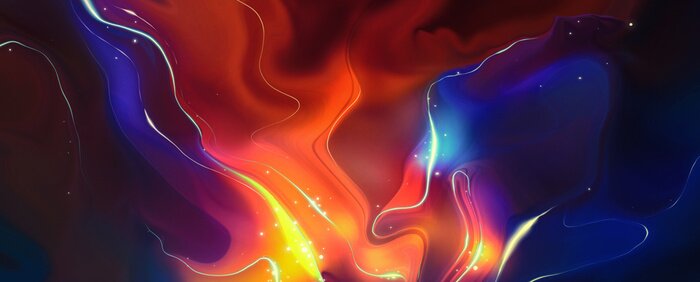 Poster  Concept abstrait de flammes rouges et bleues