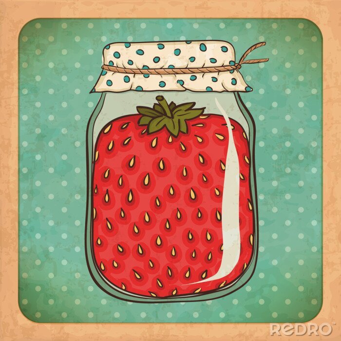Poster  Conserves de fraises en bocal