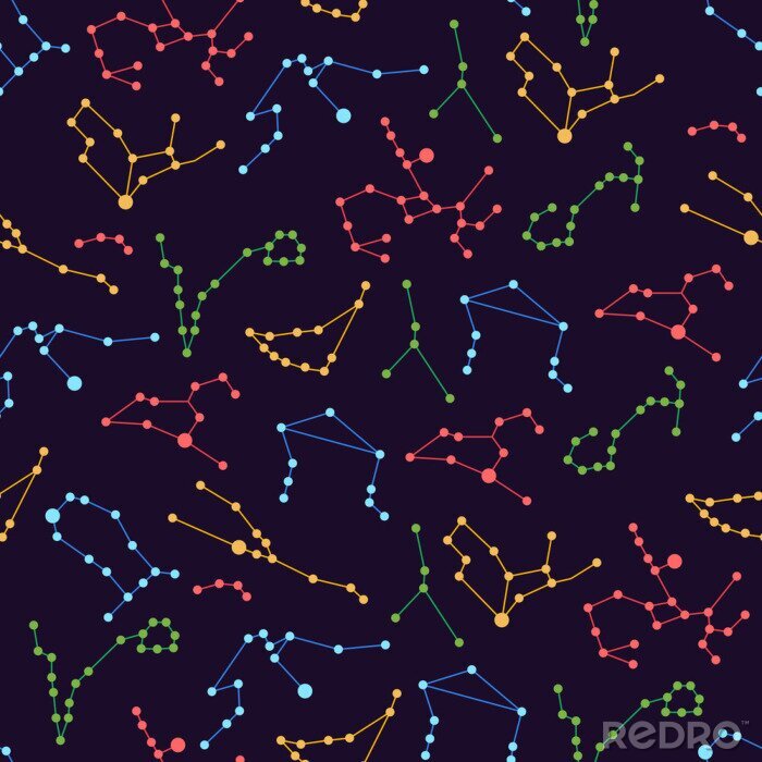 Poster  Constellation d'étoiles de différentes couleurs