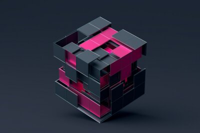 Construction de cube gris rose 3d
