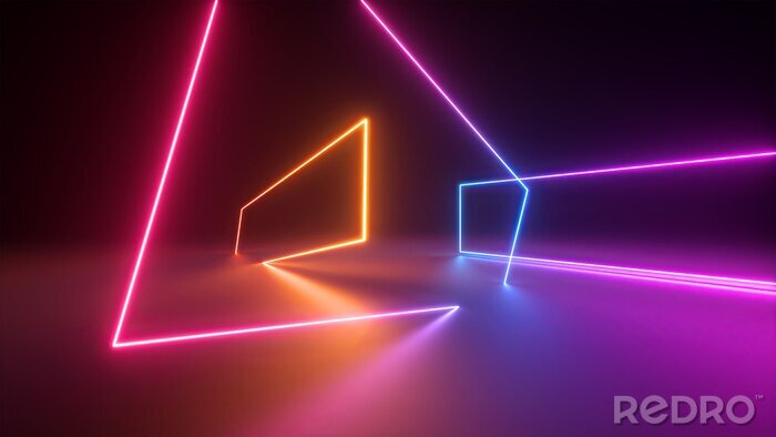 Poster  constructions au néon 3d dans un environnement sombre