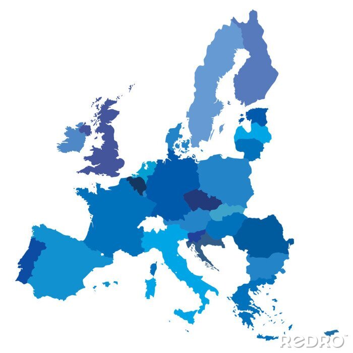 Poster  Contours bleus de l'Europe