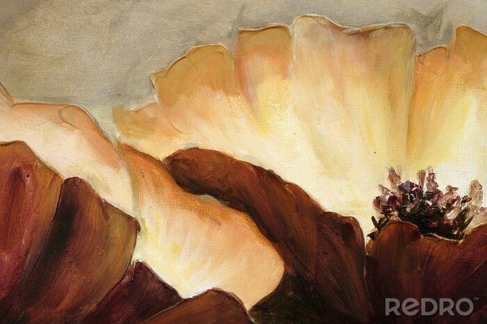 Poster  Coquelicots peints dans une nuance de beige