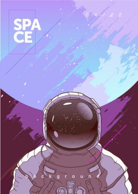 Poster  Cosmonaute dans une combinaison spatiale sur le fond de la planète